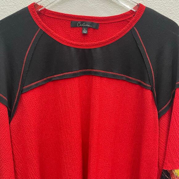 Calessa Red Blended Fabric Tunic Top Size Large - Picture 2 of 8